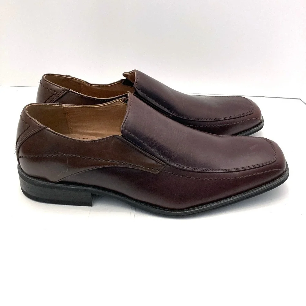 Joseph Abboud Dress Loafers‎ Shoes Brown Leather Square Apron Toe Men's 11.5M